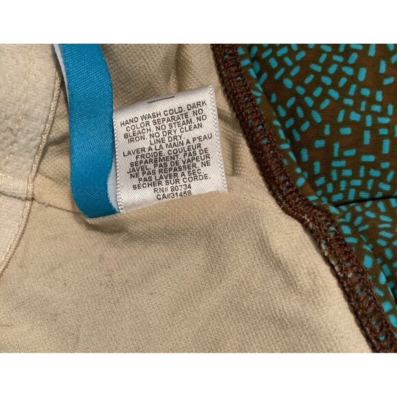 BCBG MaxAzria Tankini Swim Top Size 6 Brown Geometric Print Brown Teal Swimwear - Picture 5 of 6